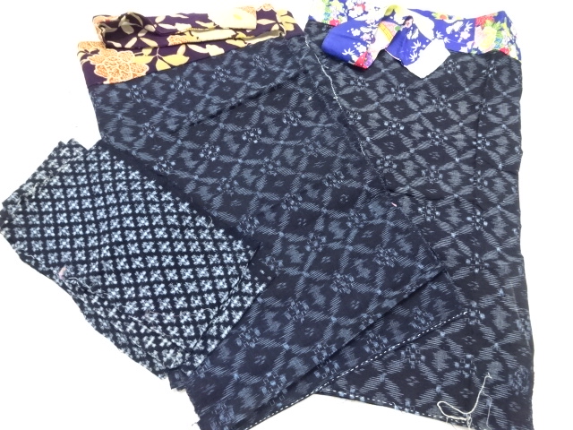 JAPANESE KIMONO / ANTIQUE ASSORTED COTTON SCRAP SET
